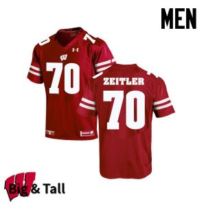 Men's Wisconsin Badgers NCAA #70 Kevin Zeitler Red Authentic Under Armour Big & Tall Stitched College Football Jersey ZU31X85BA